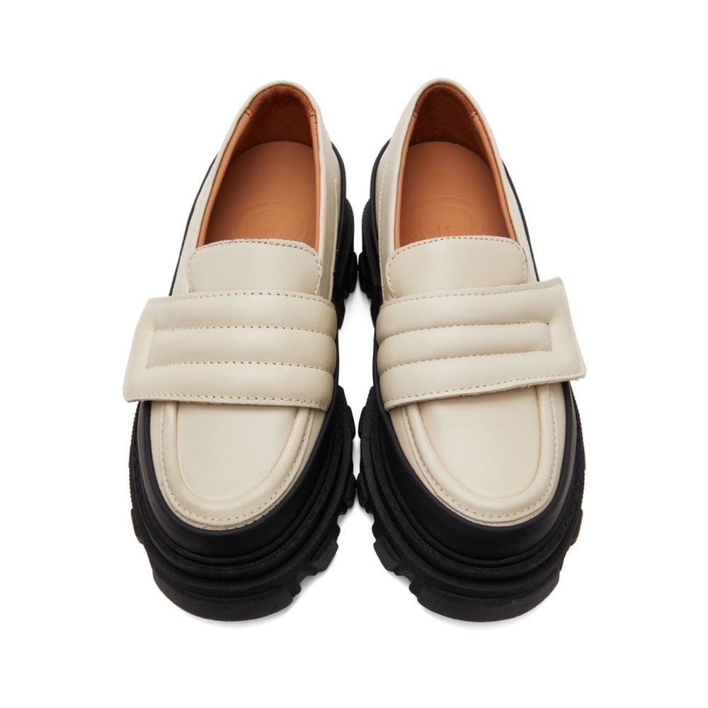 GANNI Off-White Leather Chunky Padded Loafers in Oyster Gray Women’s Size 8.5/39 - Picture 6 of 15